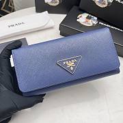 Kitlife Prada Blue Saffiano Triangle Logo Continental Flap Wallet - 19x10x2.5 cm - 5