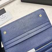 Kitlife Prada Blue Saffiano Triangle Logo Continental Flap Wallet - 19x10x2.5 cm - 3