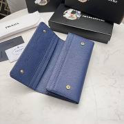 Kitlife Prada Blue Saffiano Triangle Logo Continental Flap Wallet - 19x10x2.5 cm - 2