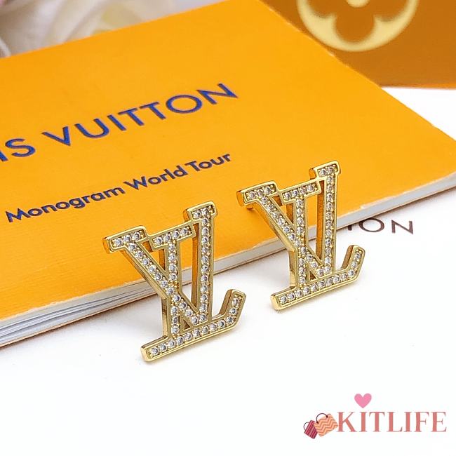 Kitlife LV iconic earrings Rhinestones Logo Gold - 1