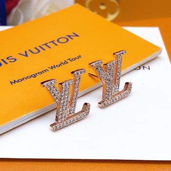 Kitlife LV iconic earrings Rhinestones Logo Rose Gold