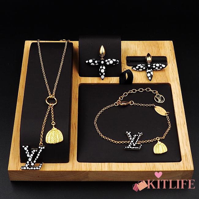 Kitlife One Set LV x YK LV Iconic Infinity Dots Black (Bracelet+necklace+earring) - 1