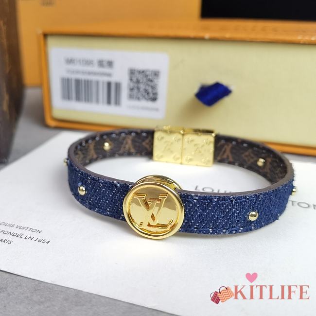 Kitlife Louis Vuitton Circle Reversible Bracelet Denim with Monogram Canvas - 1