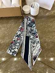 KITLIFE DIOR JARDIN BOTANIQUE MITZAH SCARF Blue Multicolor Silk Twill - 4