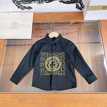 Kitlife Versace Kids Stretch Cotton Shirt Black SS 2023