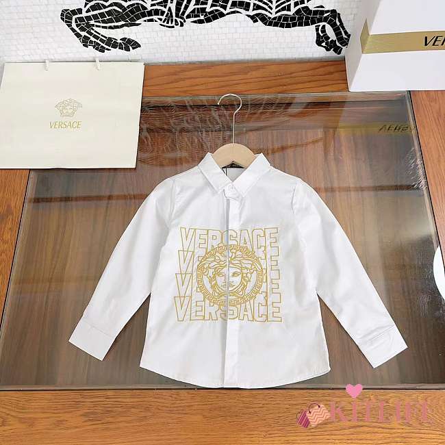 Kitlife Versace Kids Stretch Cotton Shirt White SS 2023 - 1