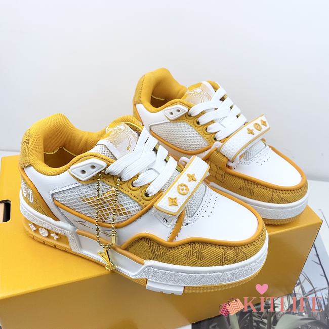 Kitlife Louis Vuitton Kids White/Yellow Trainer Sneakers  - 1