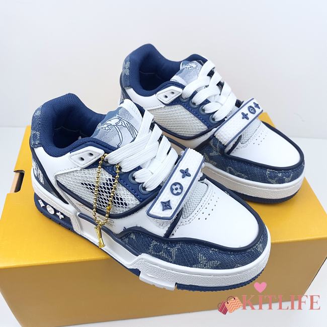 Kitlife Louis Vuitton Kids White/Blue Trainer Sneakers - 1