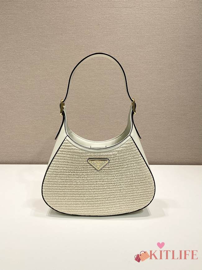  Kitlife Prada Women's Natural Triangle-logo Shoulder Bag White - 27 x 19 x 5 cm - 1