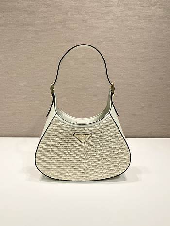  Kitlife Prada Women's Natural Triangle-logo Shoulder Bag White - 27 x 19 x 5 cm