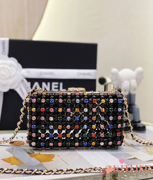 Kitlife Chanel Evening Bag Black Glass Pearls & Gold-Tone Metal Transparent SS 2023 - 11 x 17 x 7 cm - 1