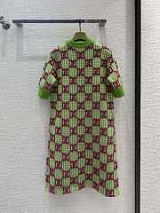 Kitlife GUCCI Wool Crewneck Mini Dress In Green/ivory/pink - S/M/L - 6