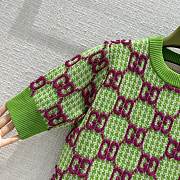 Kitlife GUCCI Wool Crewneck Mini Dress In Green/ivory/pink - S/M/L - 3