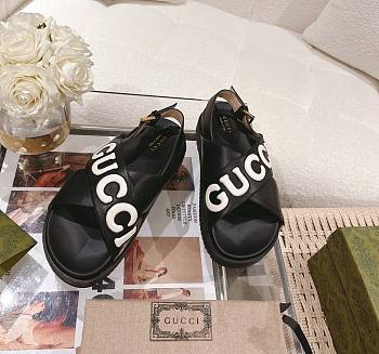 Kitlife GUCCI Logo leather sandals Black 