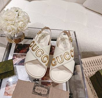 Kitlife GUCCI Logo leather sandals White