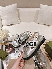 Kitlife GUCCI Logo leather sandals Silver - 6