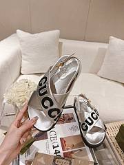 Kitlife GUCCI Logo leather sandals Silver - 5
