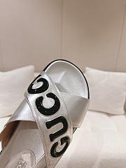 Kitlife GUCCI Logo leather sandals Silver - 4