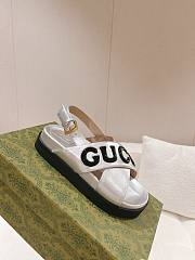 Kitlife GUCCI Logo leather sandals Silver - 2