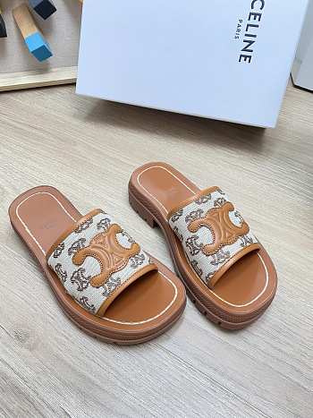 KITLIFE CLEA TRIOMPHE SLIDE IN TRIOMPHE STAMPED CANVAS & CALFSKIN BROWN / BEIGE