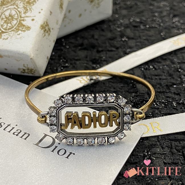 Kitlife CHRISTIAN DIOR J’ADIOR CRYSTAL AGED GOLD TONE BANGLE - 1