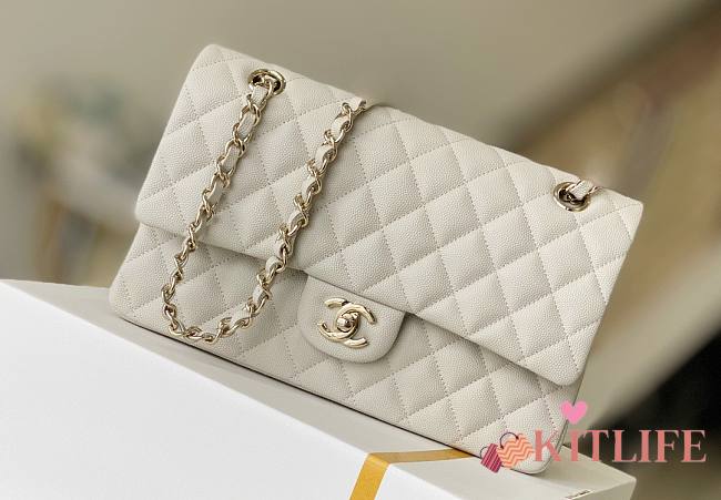 Kitlife Chanel Classic Flap Bag White - 25cm - 1