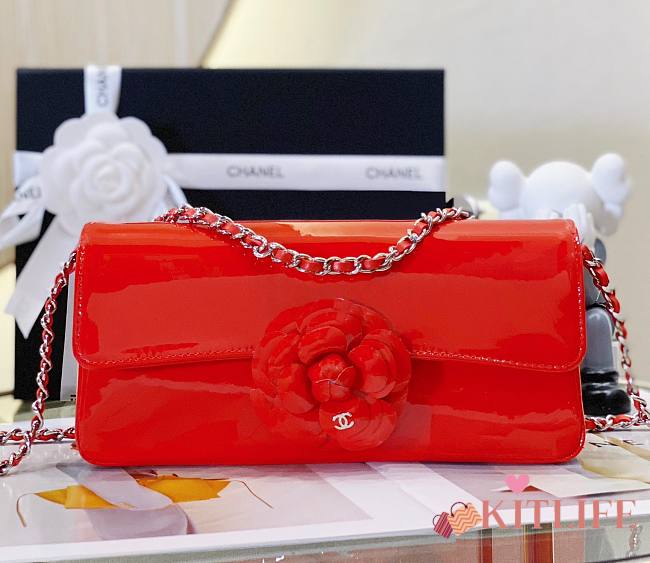 Kitlife Chanel CF flap red patent rose leather bag - 22 cm - 1