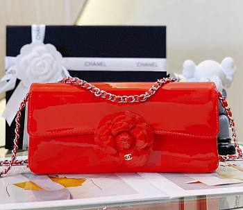 Kitlife Chanel CF flap red patent rose leather bag - 22 cm