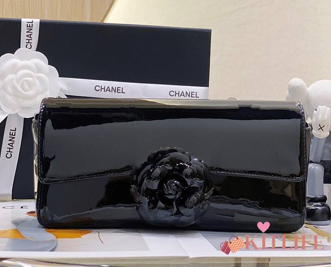 Kitlife Chanel CF flap black patent bag leather bag - 22 cm - 1
