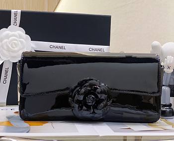 Kitlife Chanel CF flap black patent bag leather bag - 22 cm