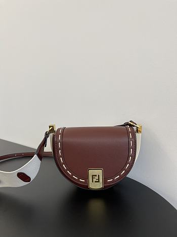 Kitlife Fendi Moonlight Shoulder Bag Brown Leather - 21 x 9 x 14 cm