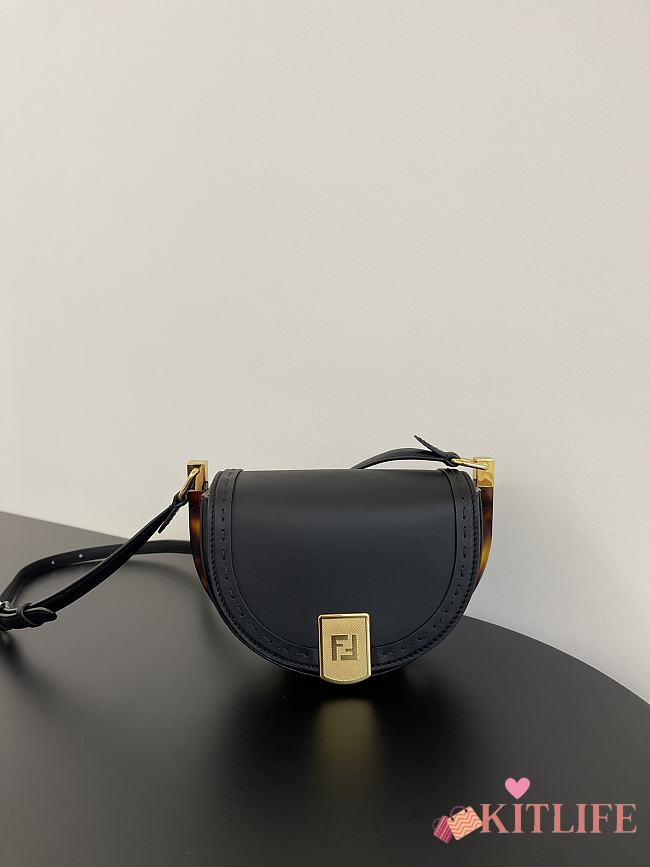 Kitlife Fendi Moonlight Shoulder Bag Black Leather - 21 x 9 x 14 cm - 1