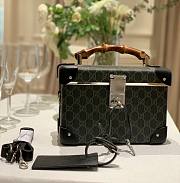 Kitlife GUCCI Globe Trotter GG Supreme Bamboo Handle Beauty Case Black - 23 x 16.5 x 9.5 cm - 1