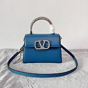 KITLIFE SMALL VSLING CALFSKIN HANDBAG WITH JEWEL HANDLE BLUE - W22xH17xD9 cm  - 1