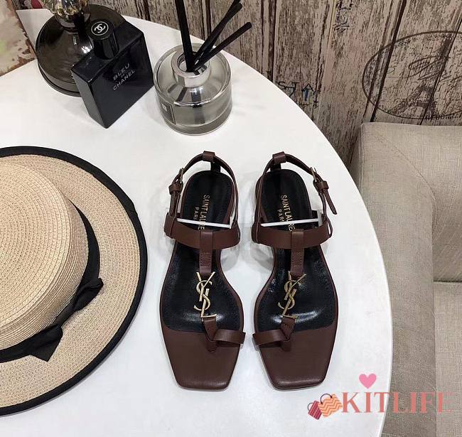 Kitlife Saint Laurent Women’s Cassandra Heeled Sandals Brown For Women  - 1