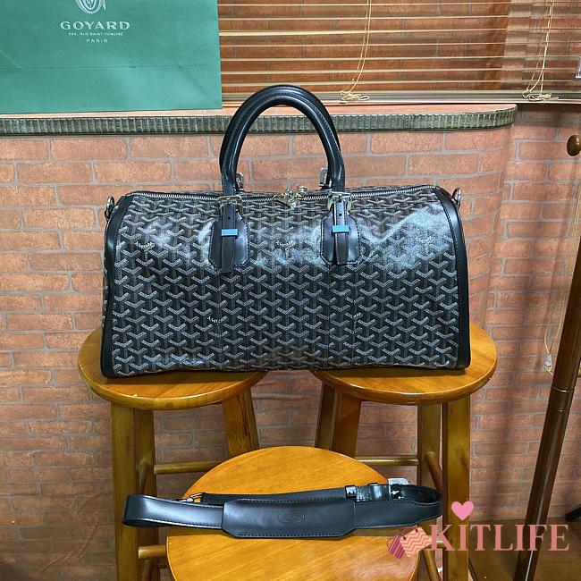 Kitlife Goyard Black Goyardine Canvas & Clamecy Cowhide Croisière 50 - 48 x 28 x 22cm - 1