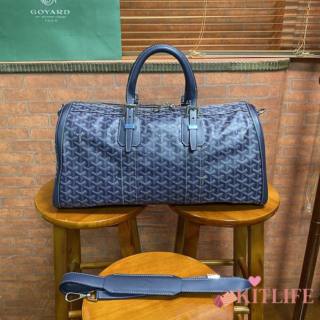 Kitlife Goyard Blue Goyardine Canvas & Clamecy Cowhide Croisière 50 - 48 x 28 x 22cm - 1