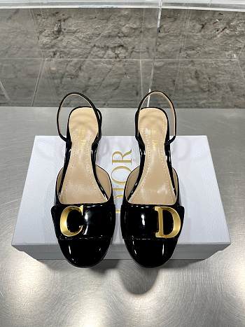 KITLIFE C'EST DIOR SLINGBACK PUMP Black Patent Calfskin