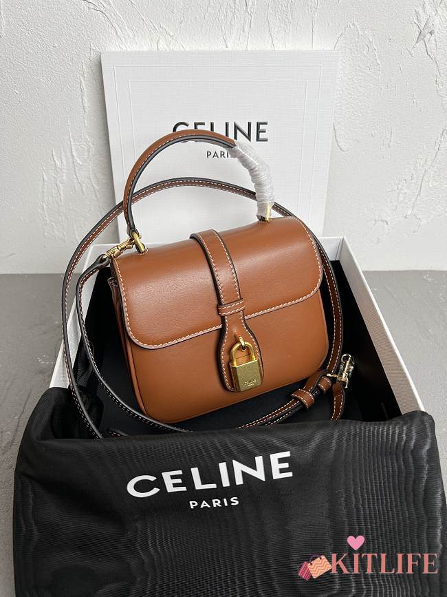 CELINE MINI TABOU IN SMOOTH CALFSKIN TAN BROWN - 16×3.5×12.5 CM - 1