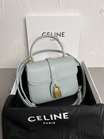 CELINE MINI TABOU IN SMOOTH CALFSKIN TAN BLUE - 16×3.5×12.5 CM