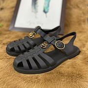 GUCCI RUBBER BUCKLE STRAP SANDAL BLACK  - 3