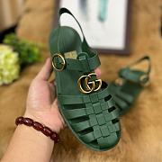 GUCCI RUBBER BUCKLE STRAP SANDAL GREEN - 6