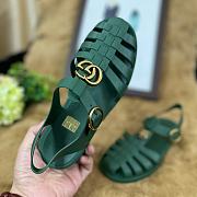 GUCCI RUBBER BUCKLE STRAP SANDAL GREEN - 4