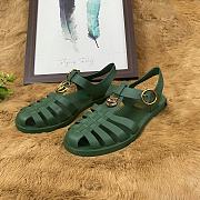 GUCCI RUBBER BUCKLE STRAP SANDAL GREEN - 3