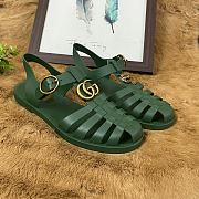 GUCCI RUBBER BUCKLE STRAP SANDAL GREEN - 2