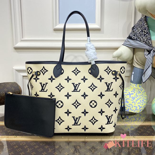 Kitlife Louis Vuitton Tote Bag Neverfull Nori Beige - 31 x 28 x 14 cm - 1