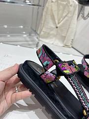 Dior D-WAVE SANDAL Indy Pink Multicolor Cotton with Jardin Indien Embroidery - 2