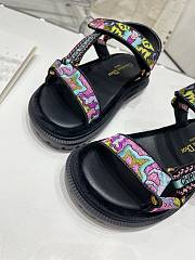 Dior D-WAVE SANDAL Indy Pink Multicolor Cotton with Jardin Indien Embroidery - 5