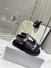 Dior D-WAVE SANDAL Indy Pink Multicolor Cotton with Jardin Indien Embroidery - 6