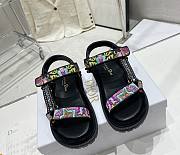 Dior D-WAVE SANDAL Indy Pink Multicolor Cotton with Jardin Indien Embroidery - 1